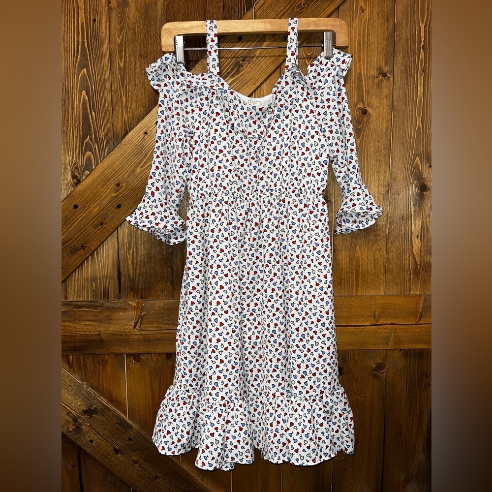 Hayden Girls Floral Off-Shoulder Dress with ruffle 3/4 sleeve size 13/14